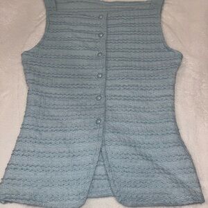 SHEIN Textured Blue Button-Up Blouse